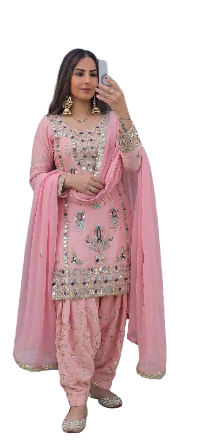 Multicoloured Pink Bold Salwar Suit