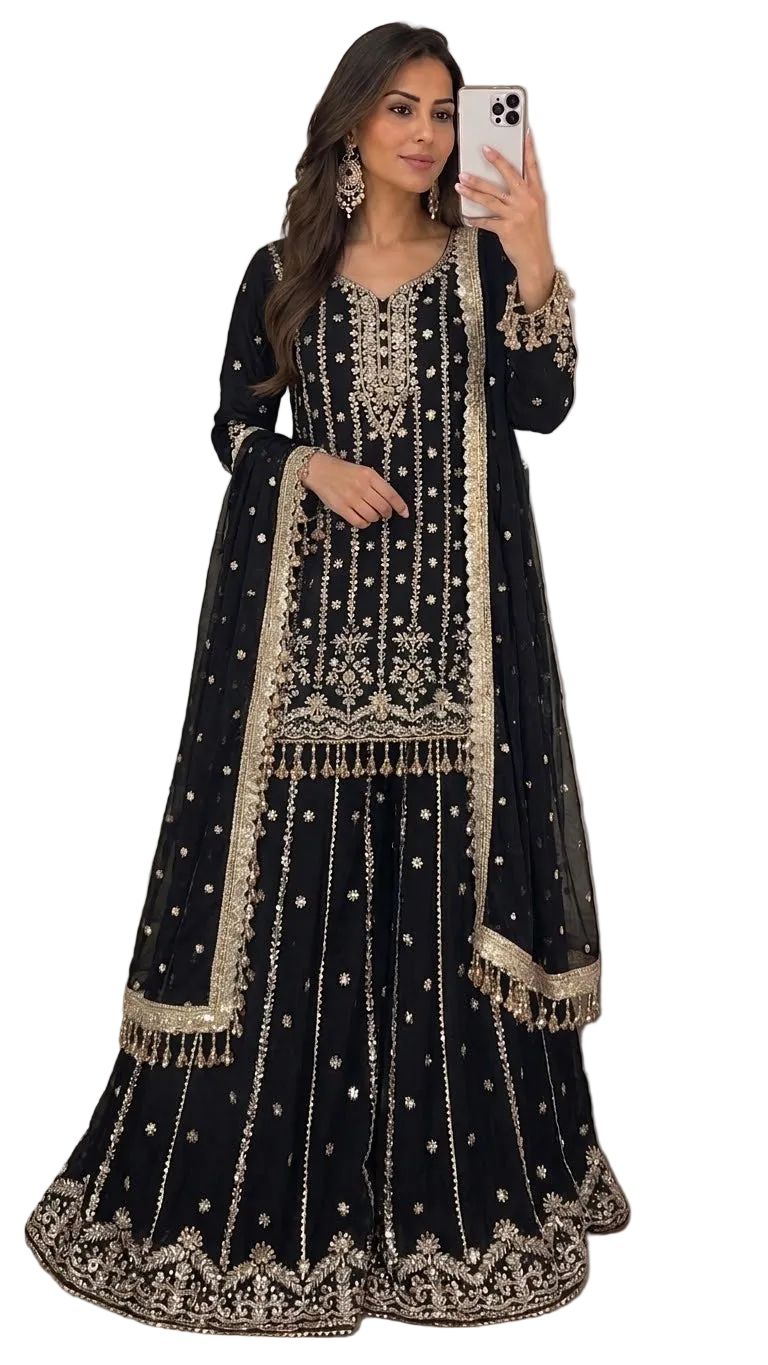 Midnight Elegance Sharara Set