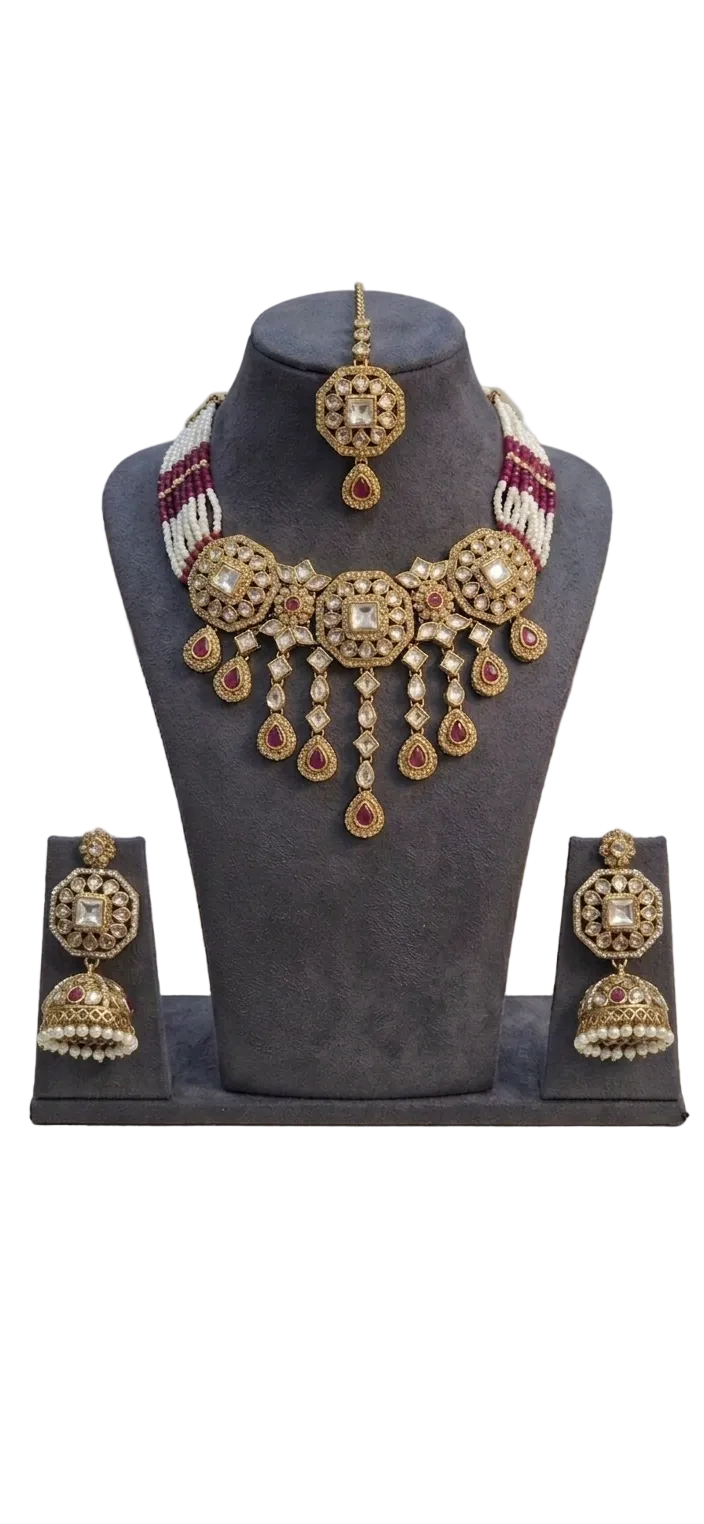 Kundan Red Ruby Accents