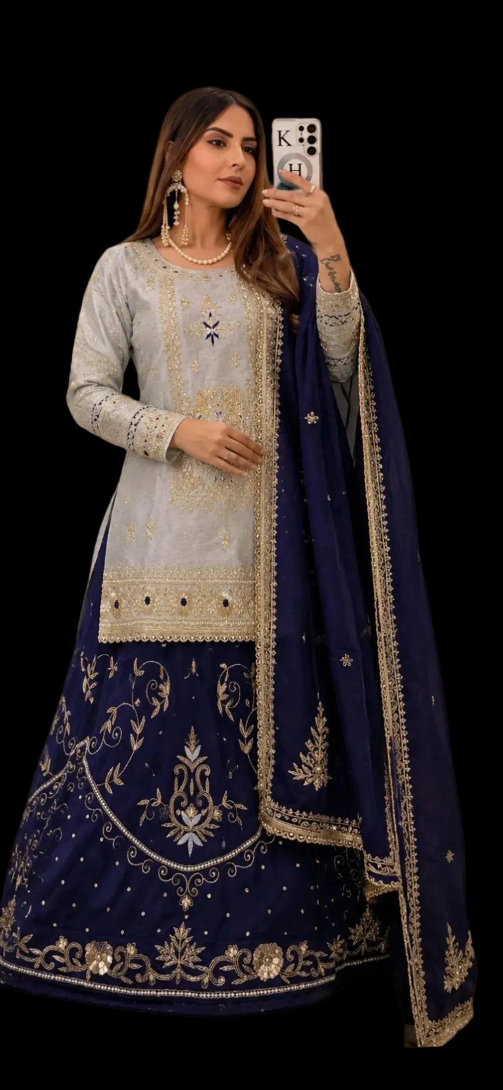 Contrast Handwork Lehenga